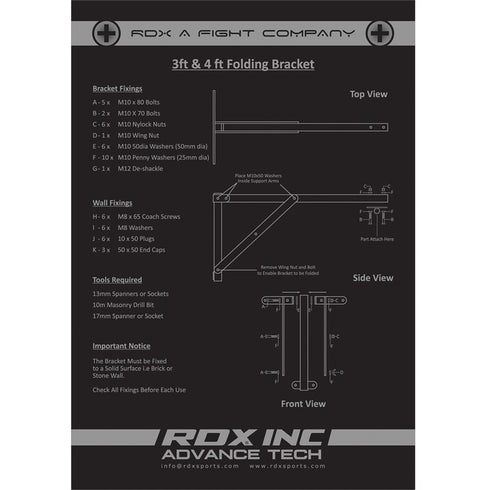RDX X3 BLACK IRON FOLDING WALL BRACKET-3